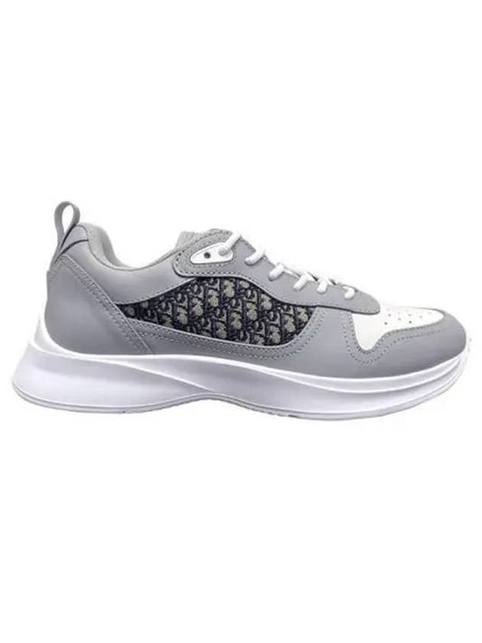 B25 Runner Smooth Calfskin Oblique Jacquard Low Top Sneakers White Grey - DIOR - BALAAN 2