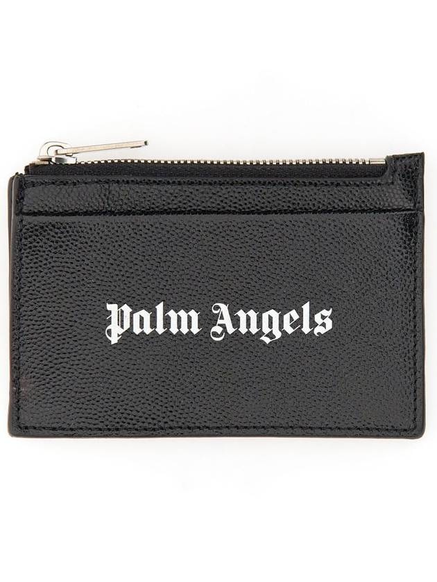 Logo Zipper Card Wallet Black - PALM ANGELS - BALAAN 2