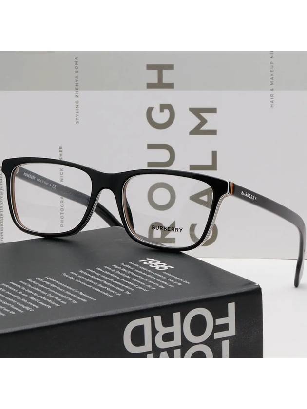 Eyewear Check Multilayer Rectangle Eyeglasses Black - BURBERRY - BALAAN 3