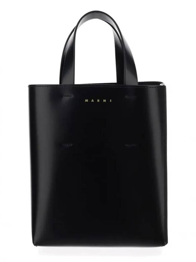 Museo Leather Logo Mini Tote Bag Black - MARNI - BALAAN 3