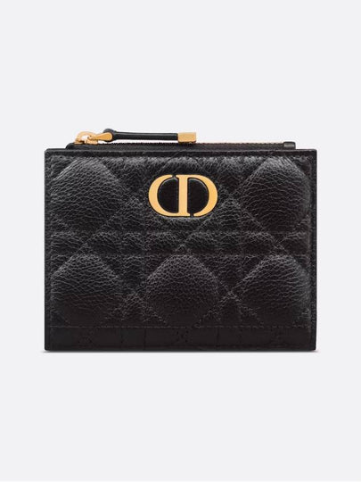 Caro Dahlia Supple Cannage Calfskin Half Wallet Black - DIOR - BALAAN 2