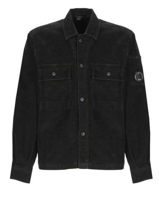 Corduroy Button Utility Shirt Jacket Black - CP COMPANY - BALAAN 1