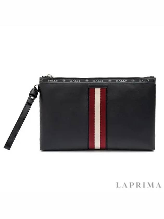 Hartland Leather Clutch Bag Black - BALLY - BALAAN.