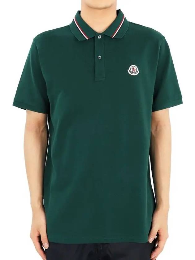 Logo Patch Polo Shirt Green - MONCLER - BALAAN 2