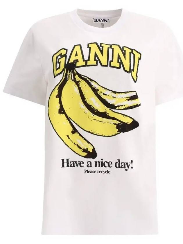 Basic Jersey Banana Relaxed Short Sleeve T-Shirt White - GANNI - BALAAN 2