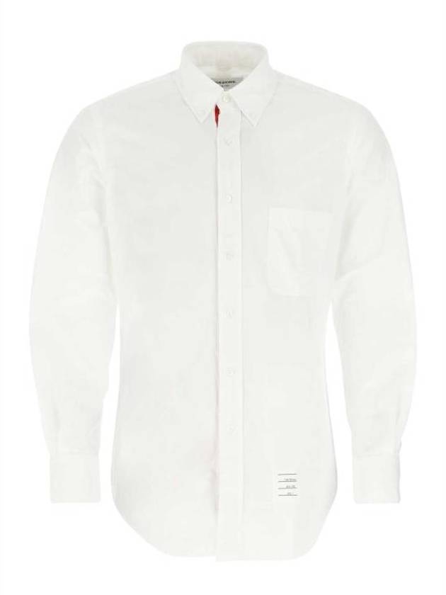 Men's Grosgrain Placket Solid Poplin Long Sleeve Shirt White - THOM BROWNE - BALAAN 2