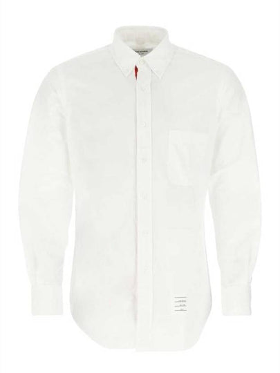 Men's Grosgrain Placket Solid Poplin Long Sleeve Shirt White - THOM BROWNE - BALAAN 2