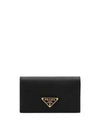 Saffiano Leather Triangle Logo Card Wallet Black - PRADA - BALAAN 2