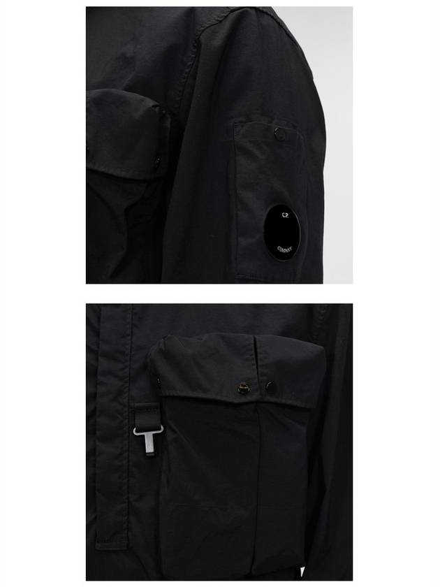 Lens Wappen Oversized Shirt Hooded Anorak Black - CP COMPANY - BALAAN 7