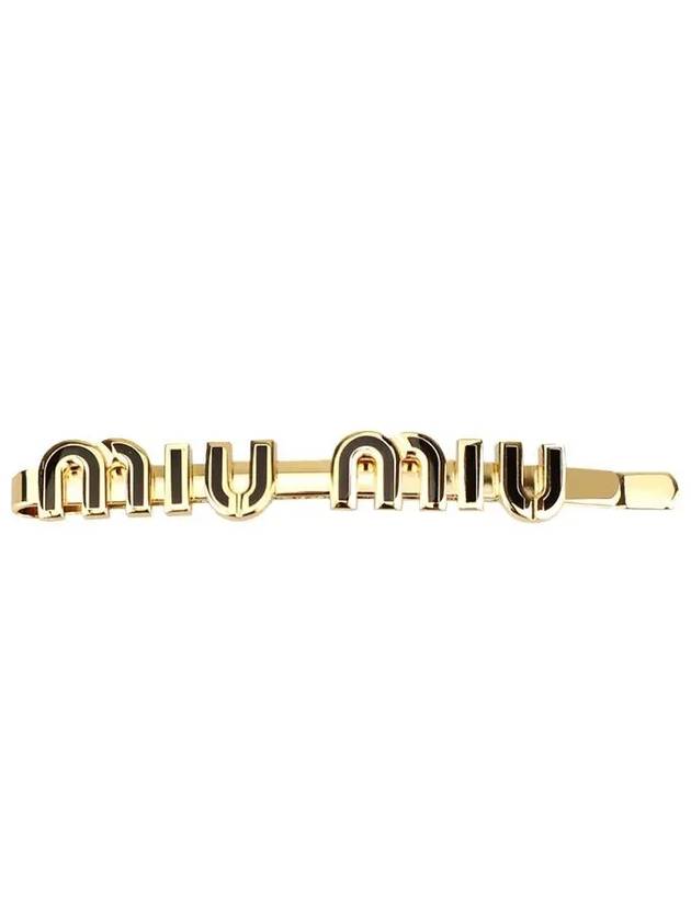 Enamel Metal Hair Clip Gold Black - MIU MIU - BALAAN 3