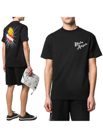 Palmzels Heart Short Sleeve T-Shirt PMAA001S 20413015 1088 - PALM ANGELS - BALAAN 1