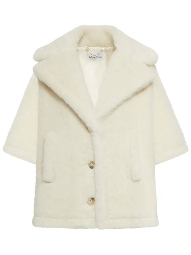 Women's Aleggio Teddy Fabric Short Fur Jacket White - MAX MARA - BALAAN 2