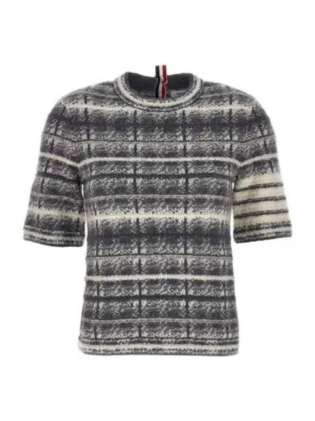 4 Bar Crew Neck Merino Mohair Knit Top Grey - THOM BROWNE - BALAAN 2