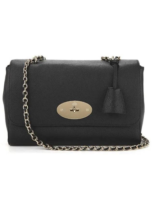 Lily Chain Medium Goat Leather Shoulder Bag Black - MULBERRY - BALAAN 2