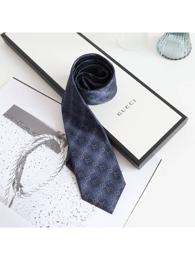 GG Logo Slim Necktie Navy - GUCCI - BALAAN 2