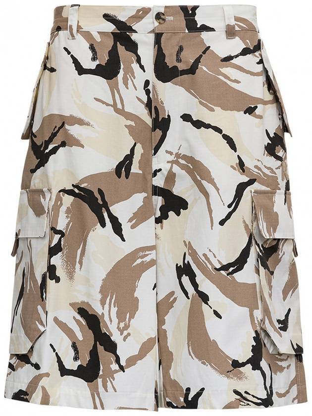 Camo Plage Print Cargo Bermuda Shorts Blanc - KENZO - BALAAN 1