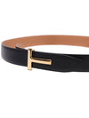 T Logo Reversible Leather Belt Black - TOM FORD - BALAAN 6