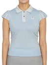 Women's Romance Sparkly Knit Short Sleeve PK Shirt Blue - MARK & LONA - BALAAN 2