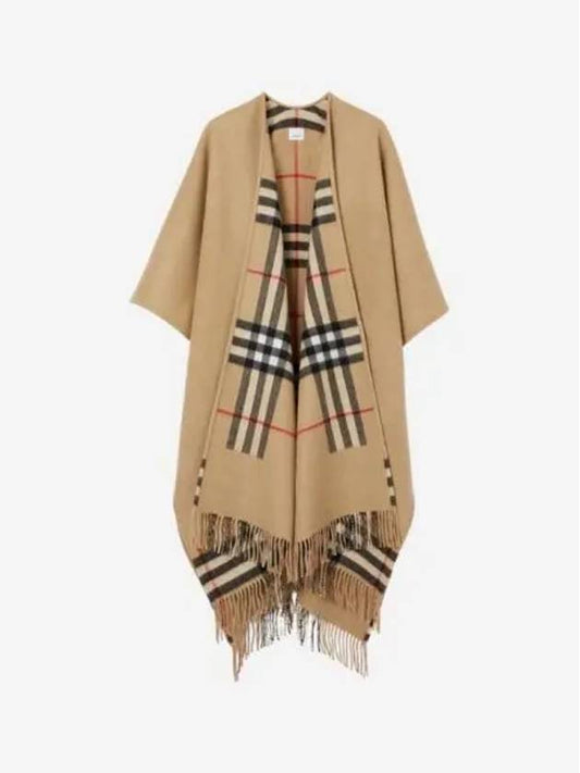 Reversible Check Wool Cashmere Cape Beige - BURBERRY - BALAAN 2