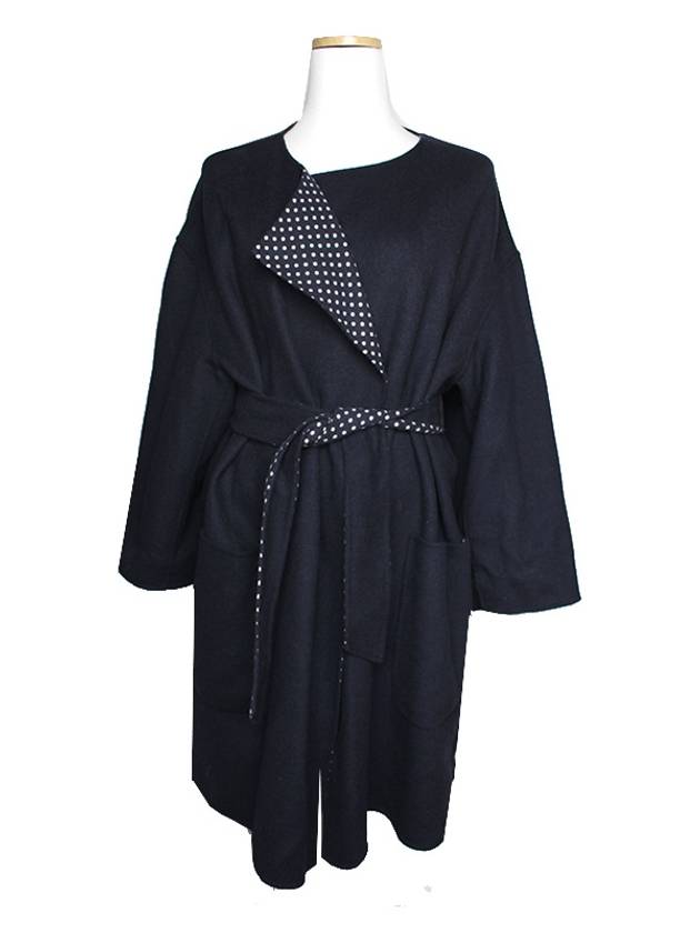 Navy double sided belted coat 66 77 - MAX MARA - BALAAN 1