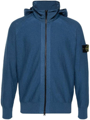 Compass Badge Cotton Zip-up Hoodie Dark Blue - STONE ISLAND - BALAAN 1