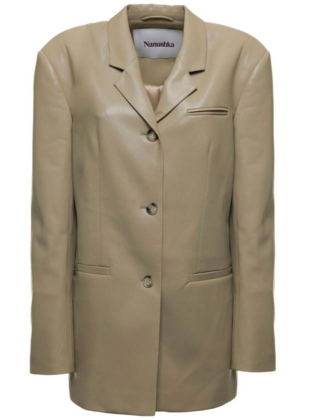 Marsey Beige Vegan Leather Blazer - NANUSHKA - BALAAN 1