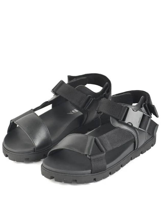 Sporty Leather Re-Nylon Tape Sandals Black - PRADA - BALAAN 2