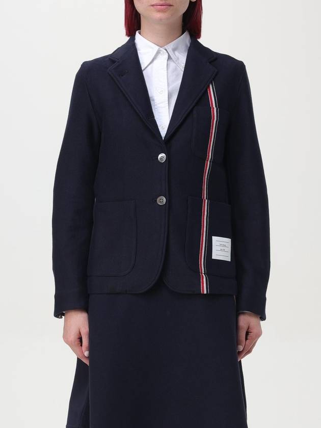 Stripe Detail Cotton Jacket Navy - THOM BROWNE - BALAAN 2