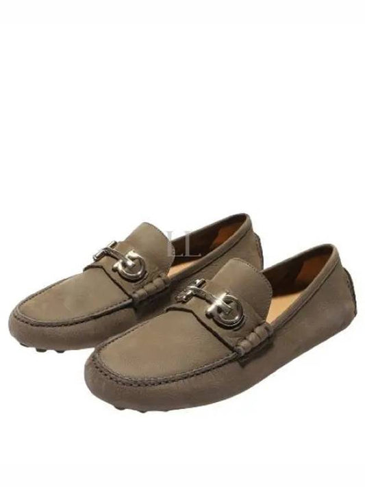 Salvatore Driver Gancini Ornament Leather Loafer Olive Green - SALVATORE FERRAGAMO - BALAAN 2