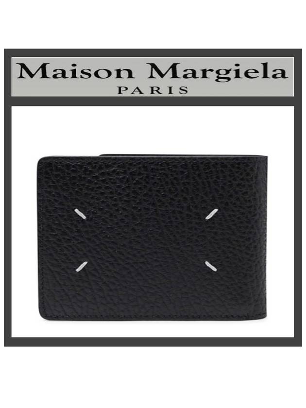 Stitched Leather Bifold Half Wallet Black - MAISON MARGIELA - BALAAN 9