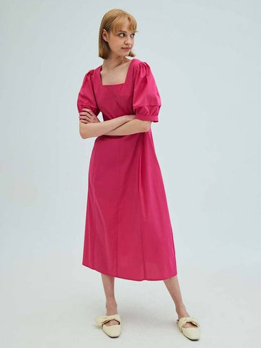 Square neck puff sleeve flare dresspink - OPENING SUNSHINE - BALAAN 1