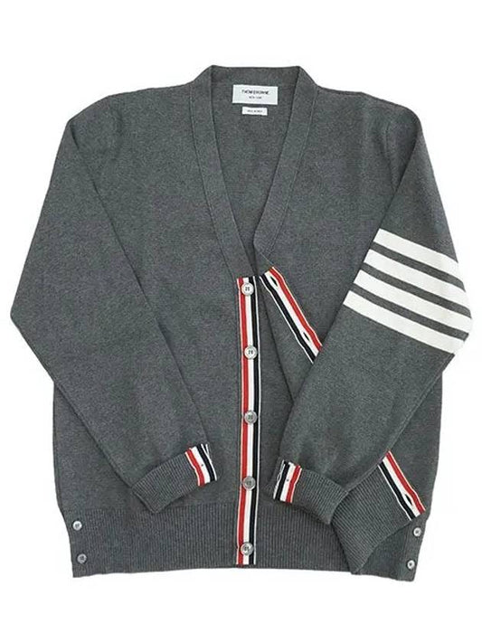 Milano Stitch 4-Bar Cardigan Medium Grey - THOM BROWNE - BALAAN 2