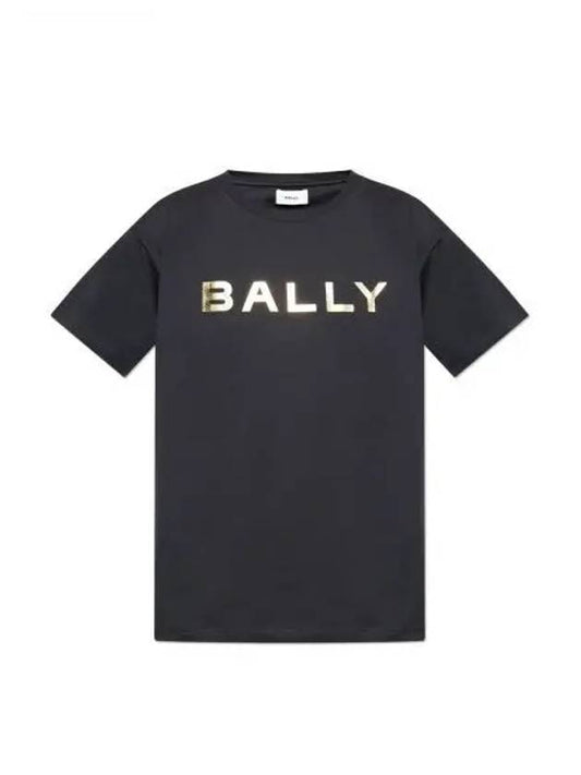 Logo Printed Short Sleeve T-Shirt Black - BALLY - BALAAN 2