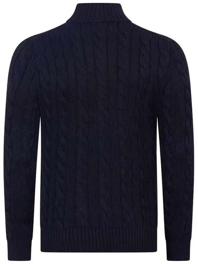 Men's Embroidery Pony Cable Half Zip Up Knit Top Navy - POLO RALPH LAUREN - BALAAN 4