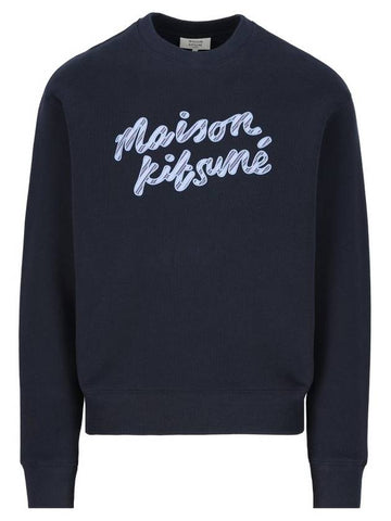 Handwriting Striped Comfort Sweatshirt Navy - MAISON KITSUNE - BALAAN 1