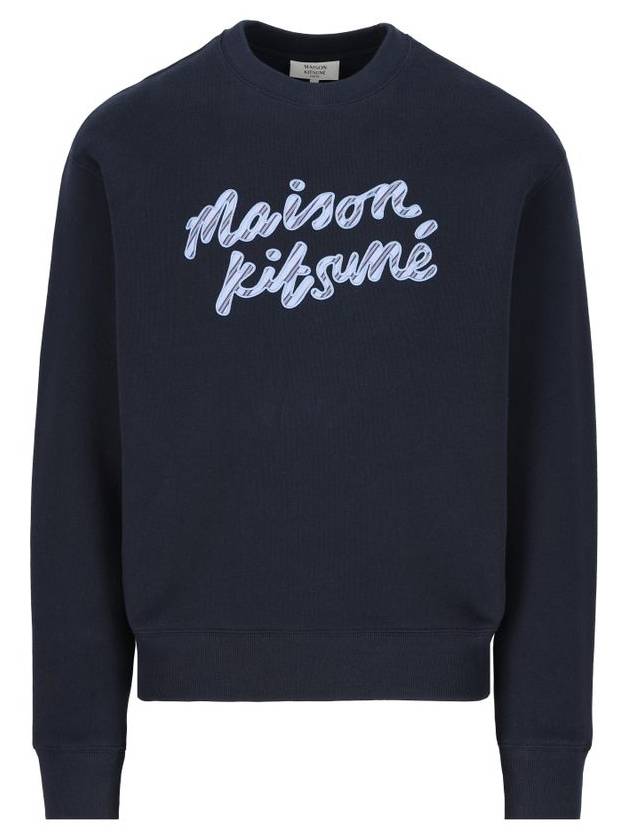 Handwriting Striped Comfort Sweatshirt Navy - MAISON KITSUNE - BALAAN 2