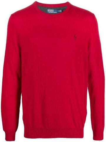 Men's Embroidered Pony Wool Knit Top Red - POLO RALPH LAUREN - BALAAN 1