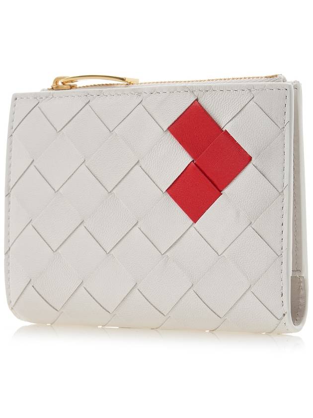 Intrecciato Heart Detail Leather Half Wallet White - BOTTEGA VENETA - BALAAN 3