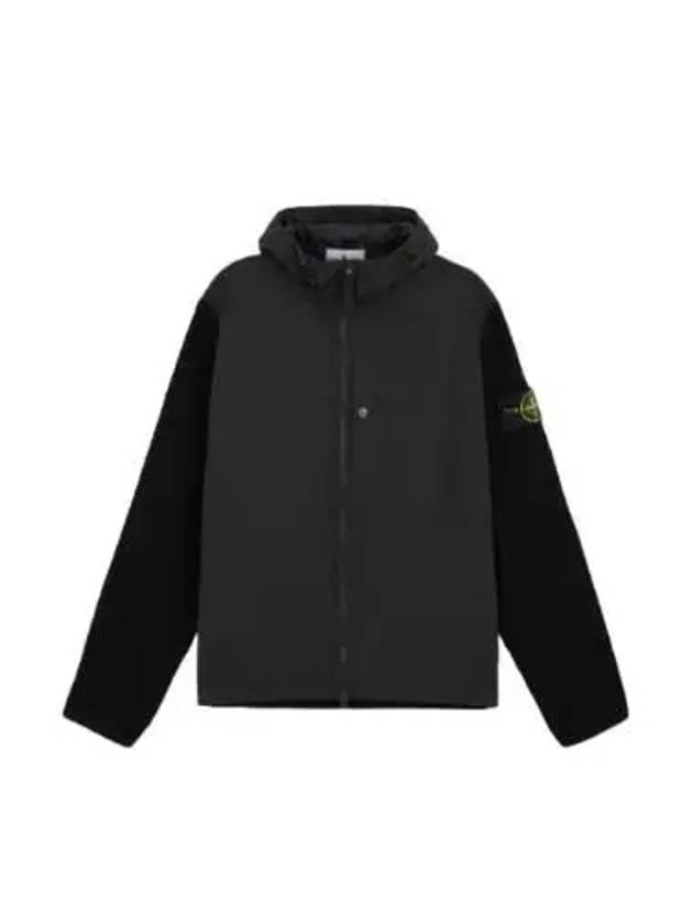 Nylon Wool Zip-Up Hoodie Black - STONE ISLAND - BALAAN 2