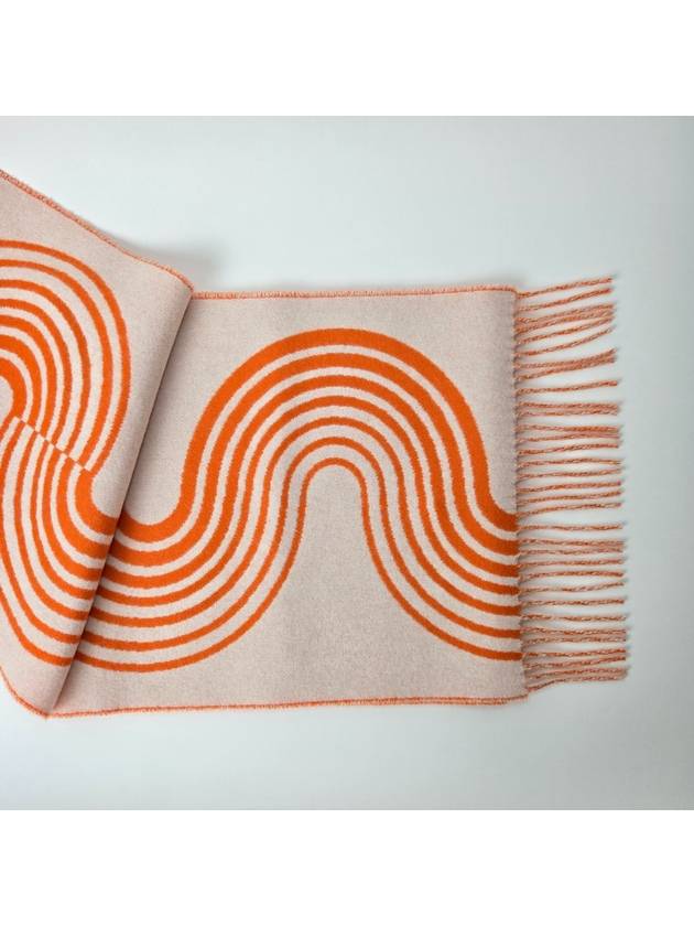 Casaque Vague Muffler Orange Ivory - HERMES - BALAAN 4