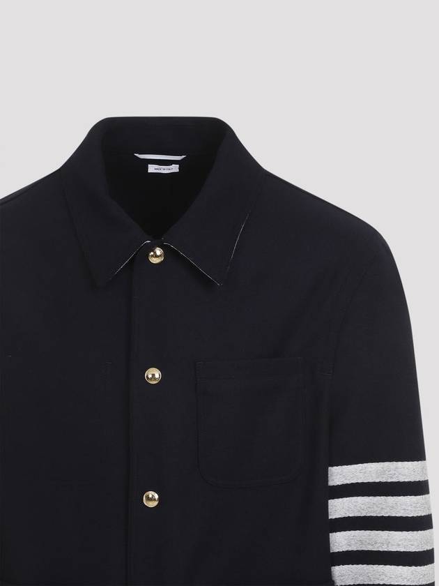 Stripe Detail Button Wool Jacket Navy - THOM BROWNE - BALAAN 4