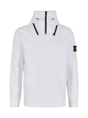 Wappen Patch Brushed Cotton Fleece Hoodie White - STONE ISLAND - BALAAN 1