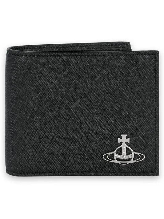 Vegan Biogreen Saffiano Billfold Half Wallet Black - VIVIENNE WESTWOOD - BALAAN 2