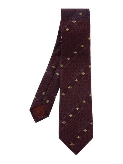 Bee Web Embroider Silk Tie Burgundy - GUCCI - BALAAN 2