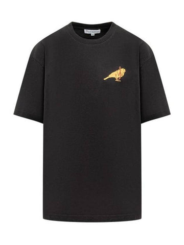 Canary Embroidery Cotton Short Sleeve T-Shirt Black - JW ANDERSON - BALAAN 1