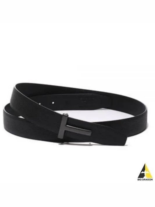 Black Reversible Leather Belt Black - TOM FORD - BALAAN 2