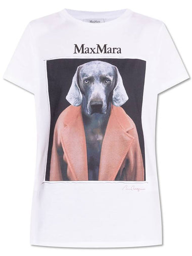 Max Mara T-shirt With 'Cipria' Print, Women's, White - MAX MARA - BALAAN 1