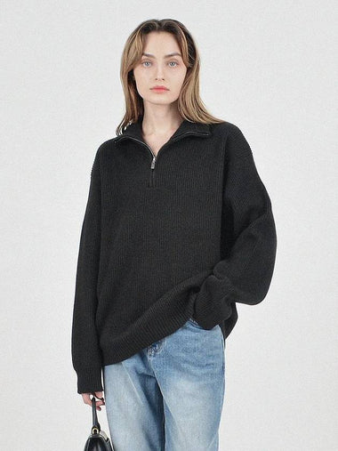 Modal Knit Half Zip Up Black - CHANCE'S NOI - BALAAN 1