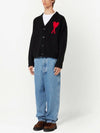 Big Heart Logo Wool Cardigan Black - AMI - BALAAN 4