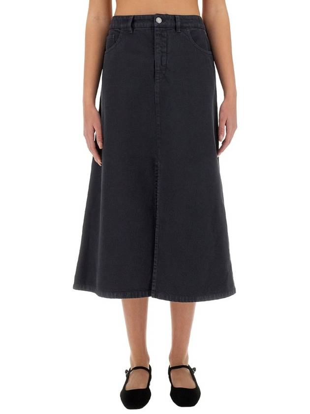 Button Georgia Denim Midi A Line Skirt Dark Navy - A.P.C. - BALAAN 1